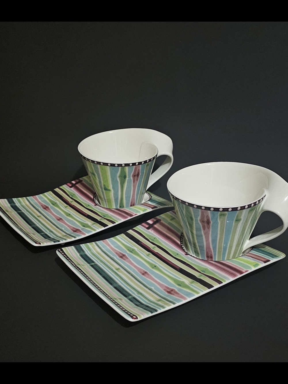 🌿 2 Villeroy & Boch New Wave Caffè “Bambu” Cup & Saucer Sets